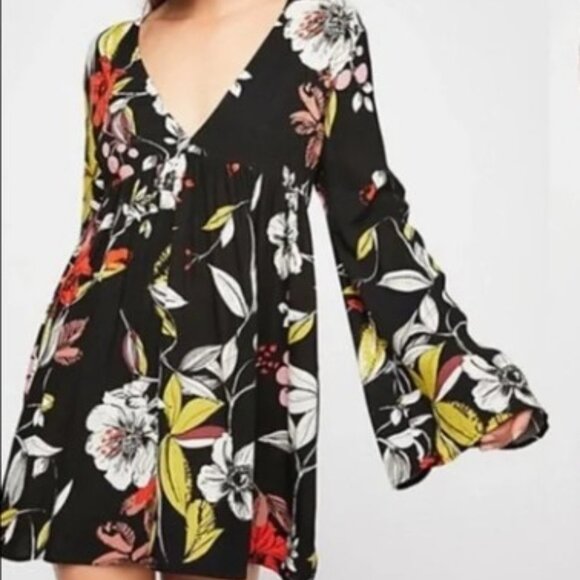 Free People Tops - Free People Brand Size Large Bella Printed Tunic Babydoll Dress **Flawed**